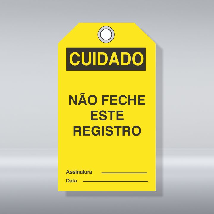 CARTÃO TRAVAMENTO CUIDADO | NÃO FECHE ESTE REGISTRO